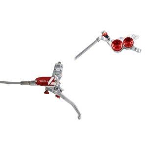 Frein arrière tandem HOPE Tech 4 V4 Durite Aviation argent/rouge – Image 1